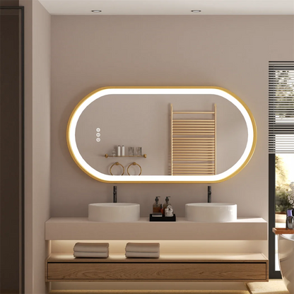 LUVODICRI UltraLuxurious Ovoidal LED Illuminated Bathroom Mirror With DemisterPad