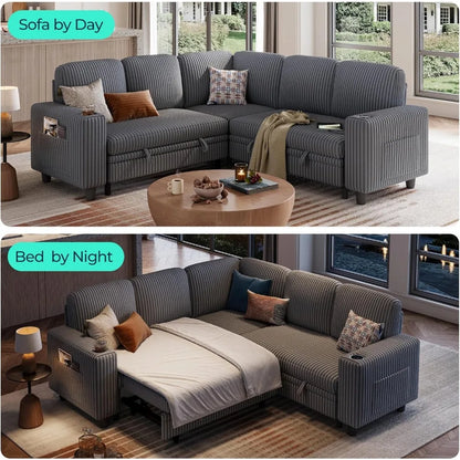 Guangbai Sectional Sleeper Sofa With USB Charging Storage