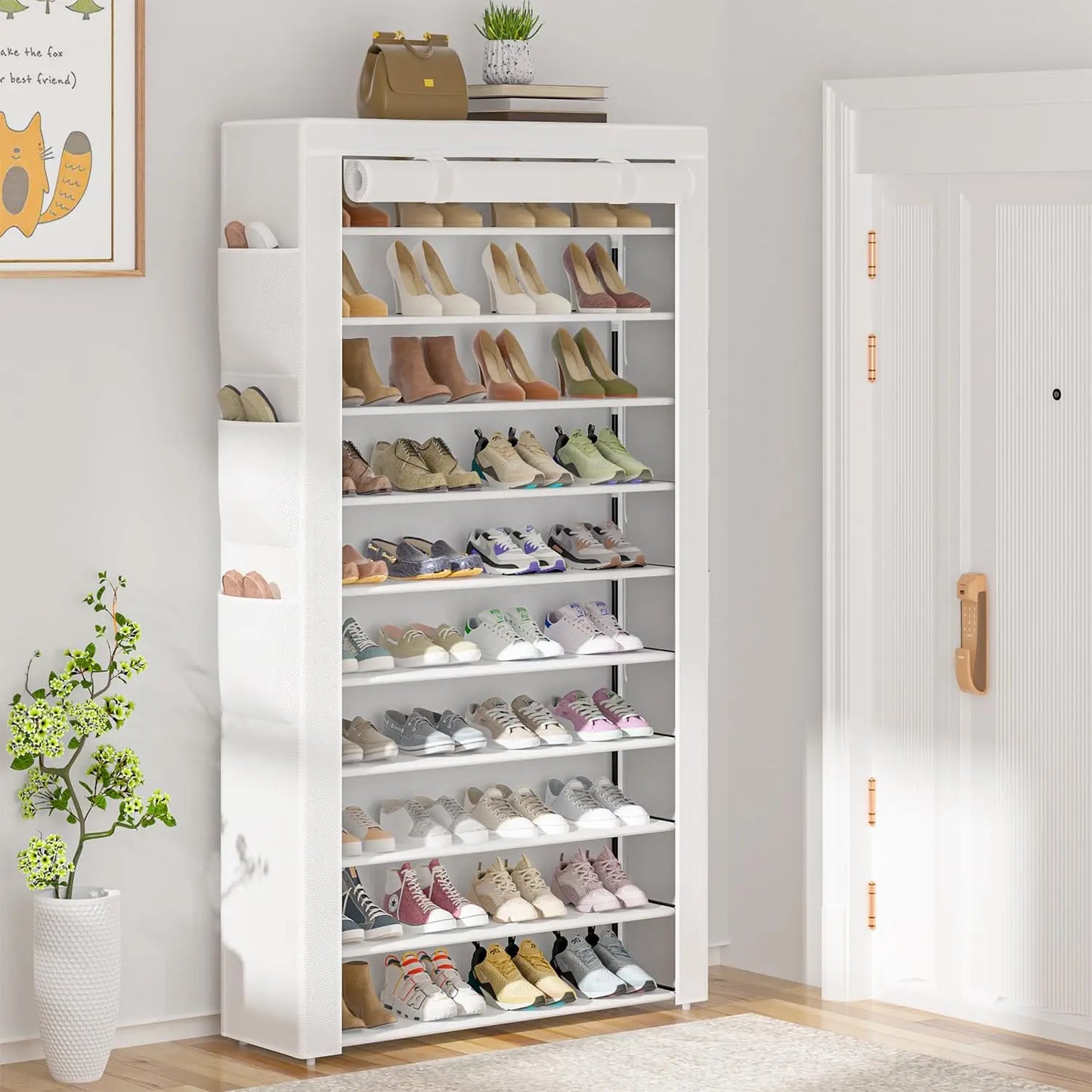 10-Tier Shoe Rack Holds 50-56 Pairs Free Standing Entryway Closet