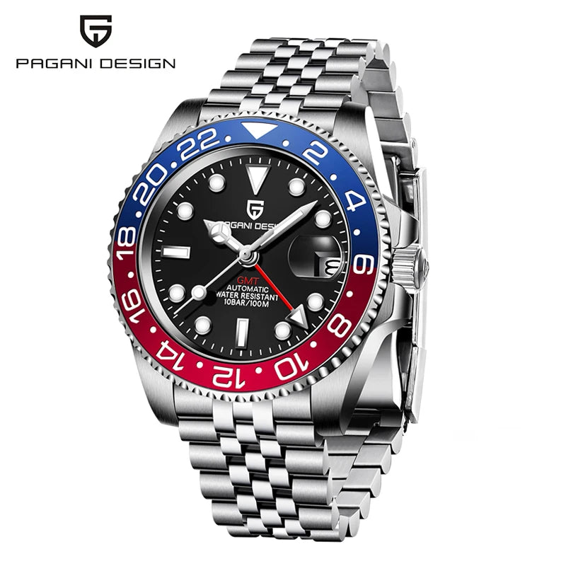 PAGANI DESIGN PD1662 Automatic GMT Stainless Steel Wristwatch