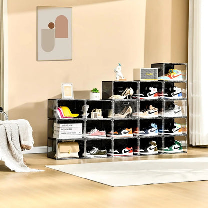 Stackable Shoe Storage Boxes With Lids Clear Design