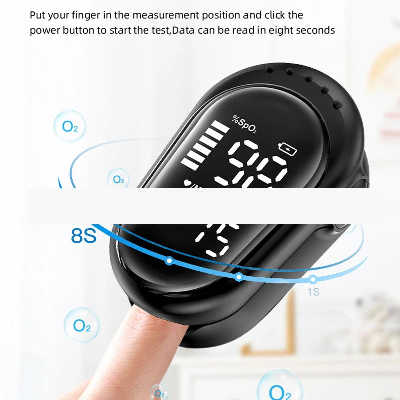 Rechargeable Oximeter Fingertip Pulse Oximeter Blood Oxygen Saturation Monitor Digital LED Display Child High Definition Large Screen One Click Measurement Automatic Shutdown