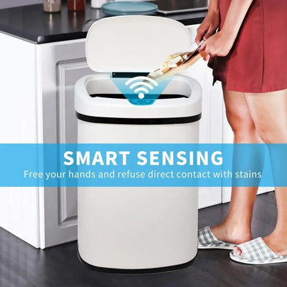 13-Gallon Kitchen Trash Can 50L Stainless Steel Garbage Can Automatic Touch Free Garbage Bin Motion Sensor Trash Can