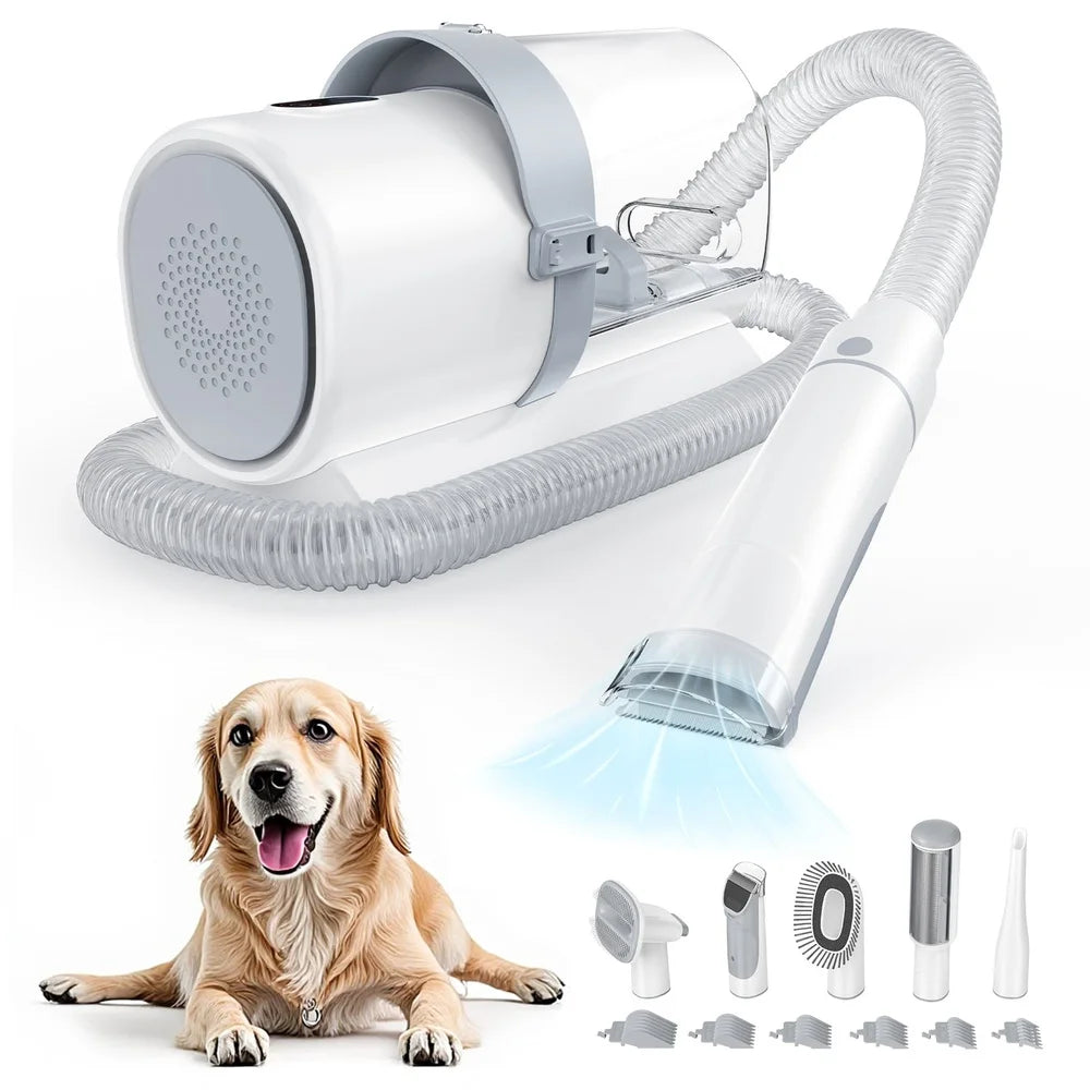 Powerful Pet Grooming Vacuum 10kPa Suction Hair Removal Kit Ultra Quiet 65dB 2.5L Dust Bin 8 Comb Attachments