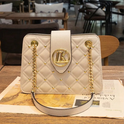 Women's Diamond Grid Chain Crossbody Shoulder Bag With Zipper
