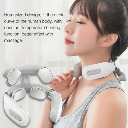 Four heads Adjustable USB Charging Neck Massager Heating Function Breathing Light For Neck Pain Relief And Relaxation