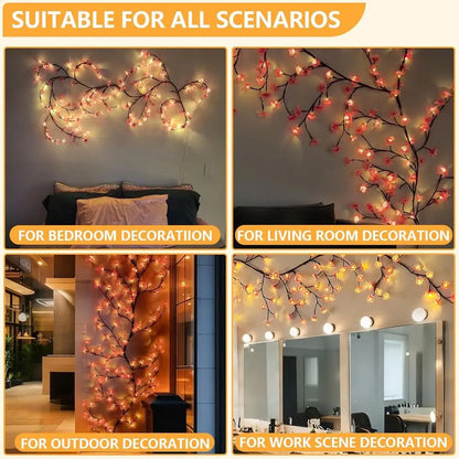 Cherry Enchanted Willow Vine Lights 7.55T 144LED Pink Cherry Blossom Tree Branch Lights or Wall, Remote Timer,8 Light el,Bedroom