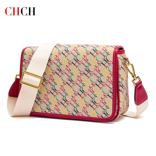 CHCH Women's Retro Letter Printed Flap Shoulder Bag