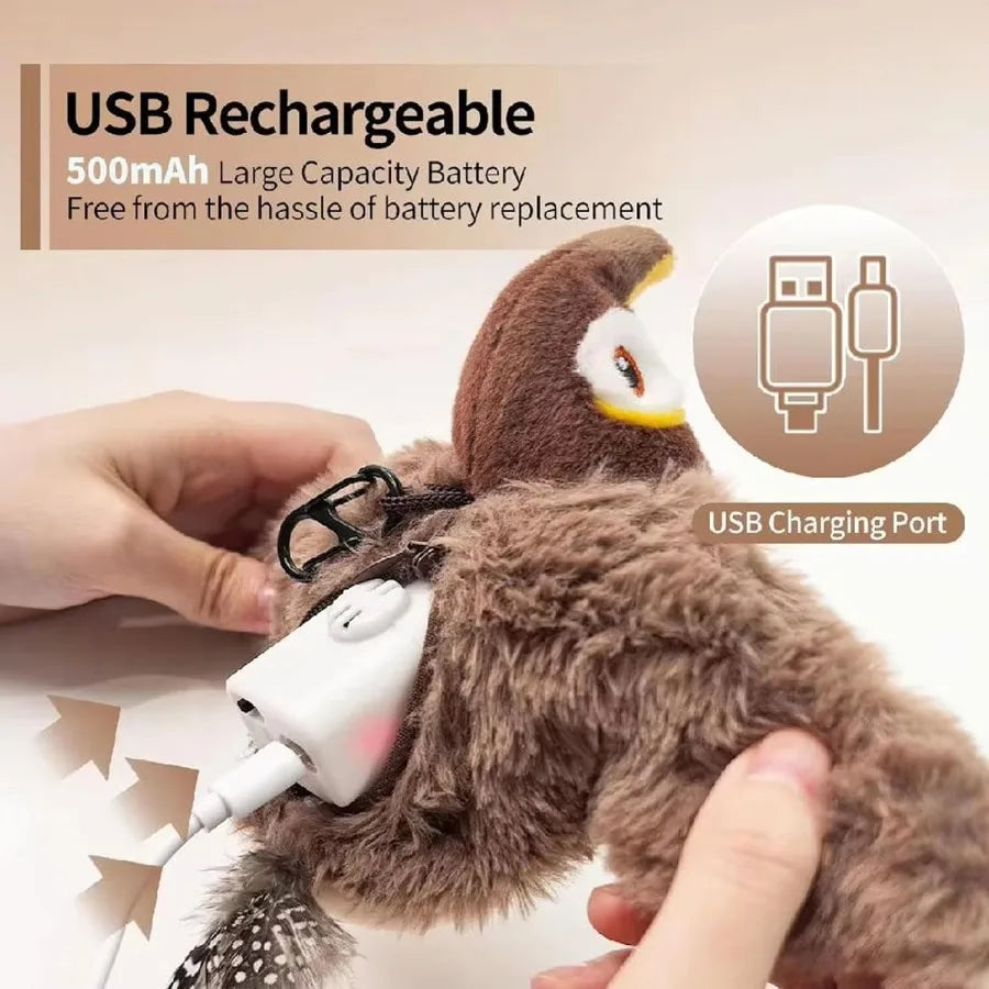 Interactive Chirping Bird Cat Toys with Flapping Wings 2025 New Flying Birds Cats Toy Flying Silation Electric Sparrow Shaking