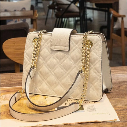 Women's Diamond Grid Chain Crossbody Shoulder Bag With Zipper