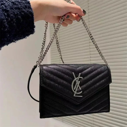 LOULOU Classic Rhombus Chain Leather Shoulder Bag For Women