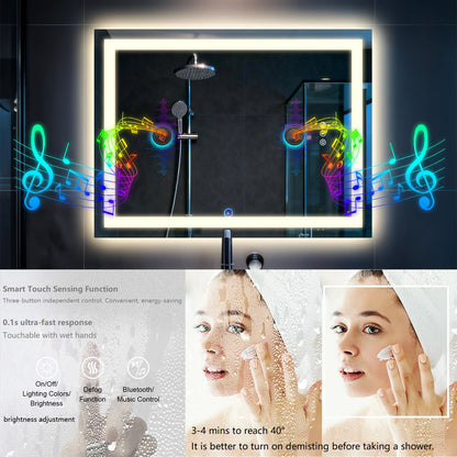 Borwart Smart LED Bathroom Mirror With Anti Fog And Speaker