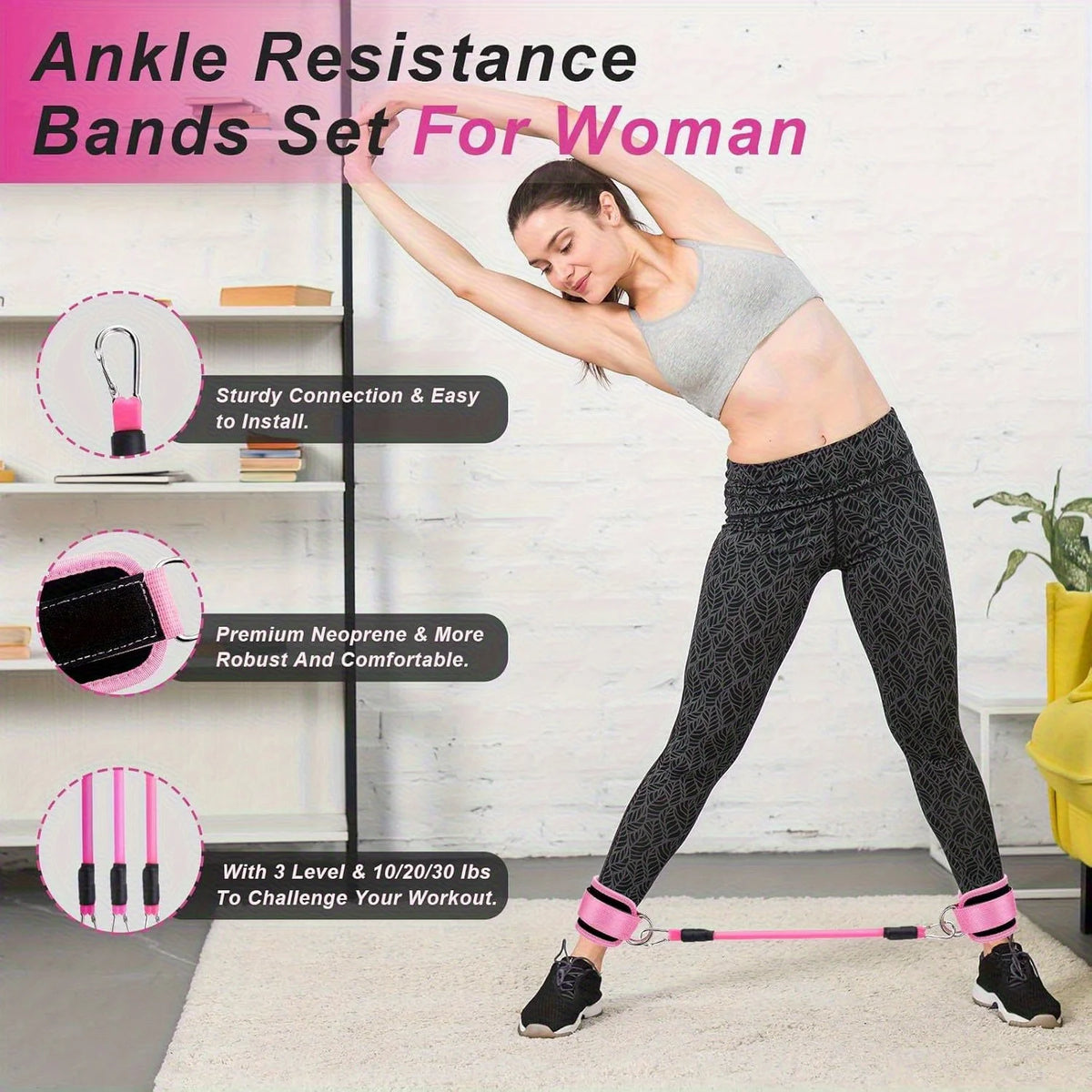 Adjustable Resistance Bands For Home Gym Leg Hip Toning Trainer