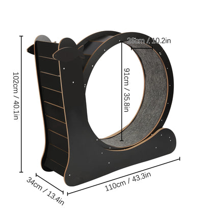 110*34*102cm Cat Exercise Wheel Large Cat Treadmill with Carpeted Runway Cat Sport Toy Fitness Weight Loss Device for Cats