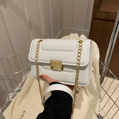 Bamboo Chain Crossbody Bag For Women Classic Mini Square Shoulder Elegant Purse Silk Lining