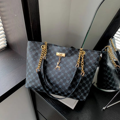 Soft Textured Tote Shoulder Bag With Tassel Hanging Accessory