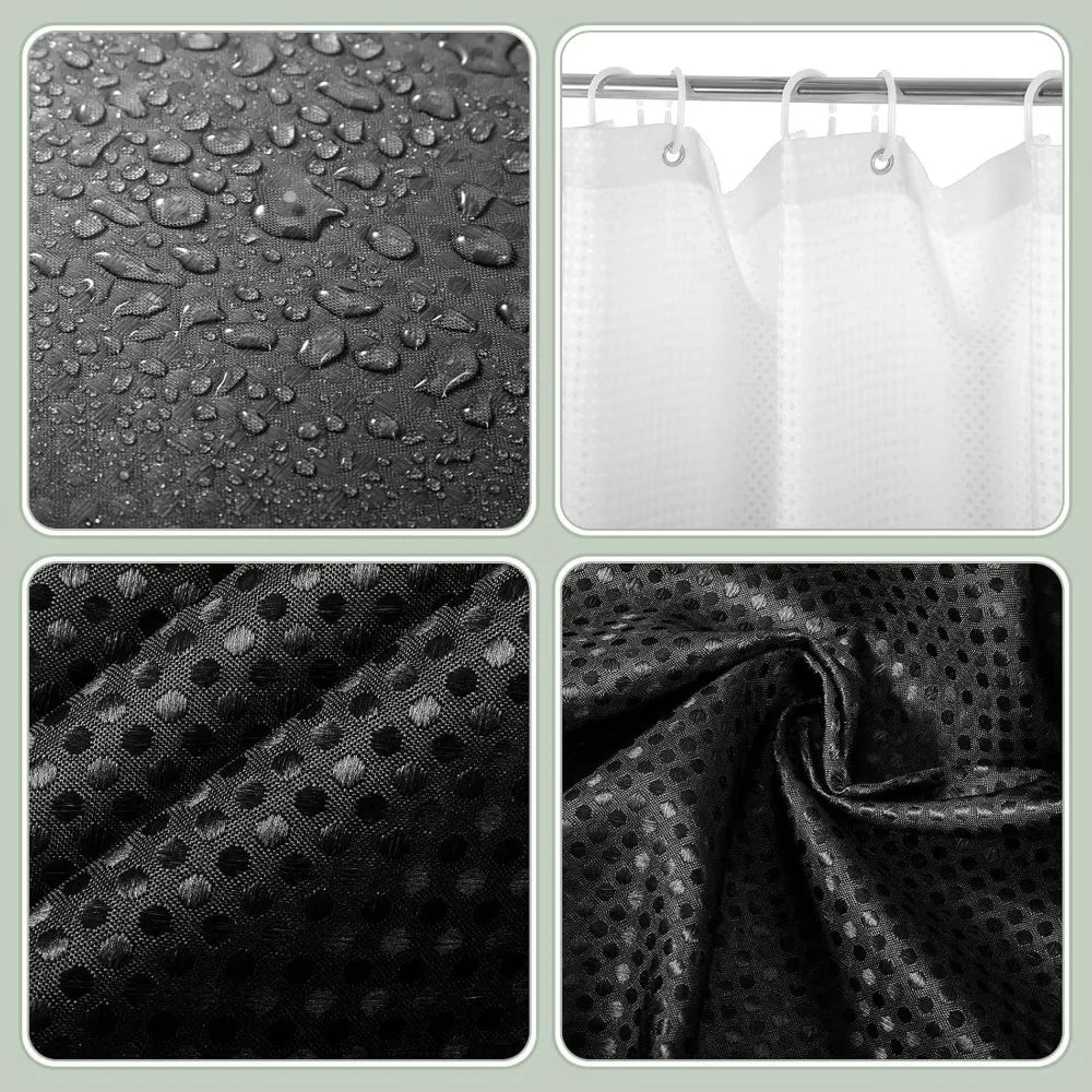 Waterproof Shower Curtain And Rug Set With 12 Hooks For Hotel And Home Bathroom Decor