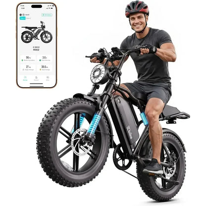 Electric Bike or Adults, Peak 1500W Motor Retro E Bike, Range 65/120Miles, 48V 15Ah Removable Battery, 20"x4" at Tires, ull Susp