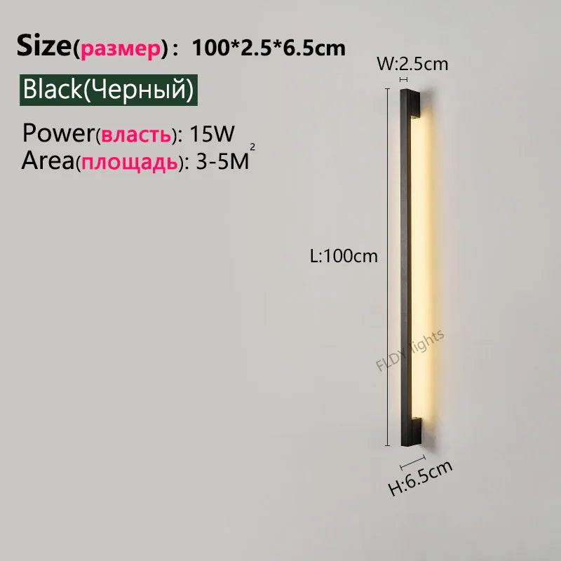 Modern Minimalist Long Wall Lamp LED Wall Mounted Light Indoor Living Room Bedroom Background Lamp Home Decora Fixtures 110/220V