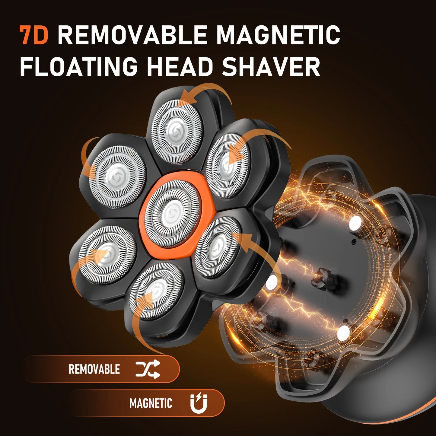 MAXGROOM 7D Electric Shaver For Man Blad Hair Trimmer Waterproof Head Shaver Beard Trimmer USB Rechargeable Head Shaving Machine