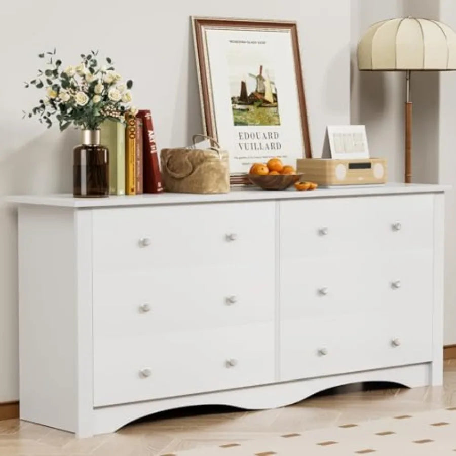 YESHOMY Dresser for Bedroom with 6 Drawers, 47.2" Modern Chest of Drawers, Wooden Dressers, TV Stand for Living Room, Closet, H