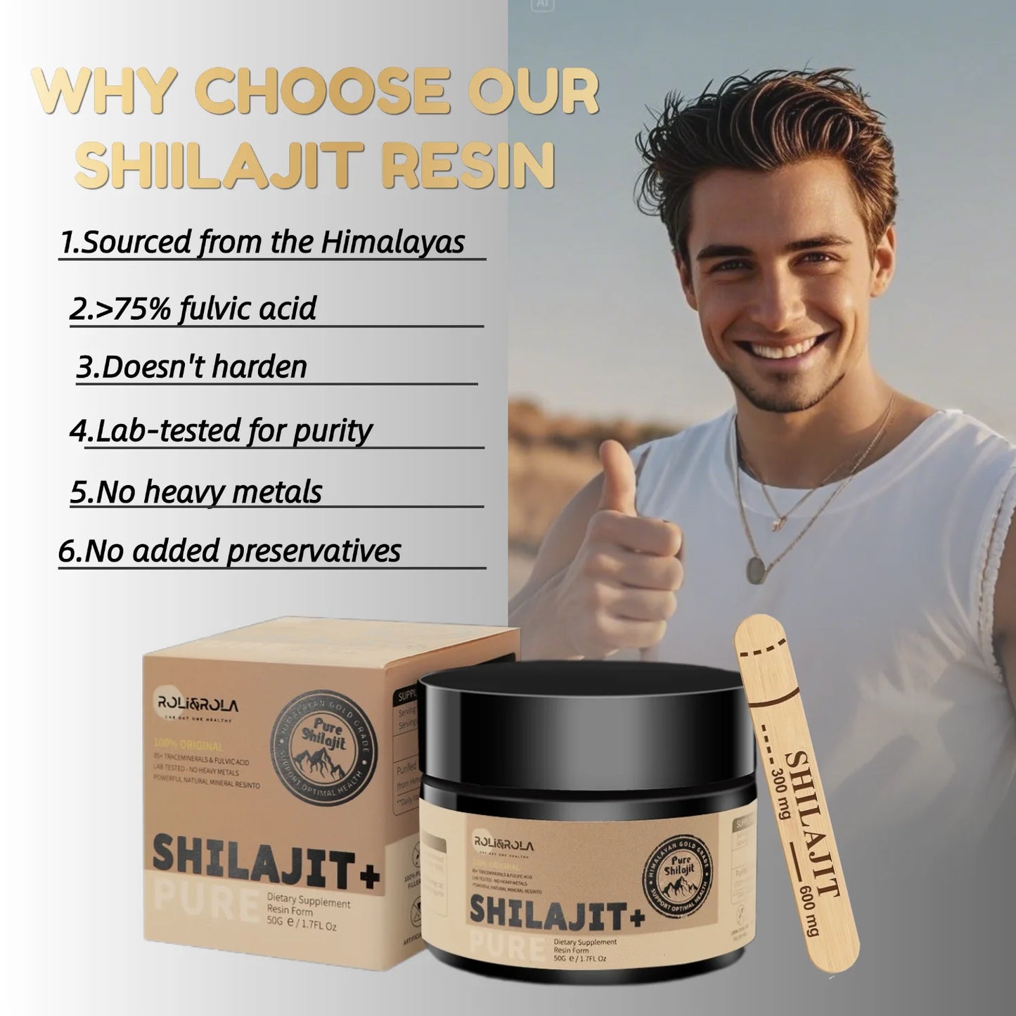 ROLI&ROLA Shilajit Resin With 85 Plus Minerals Fulvic Edible Supplement