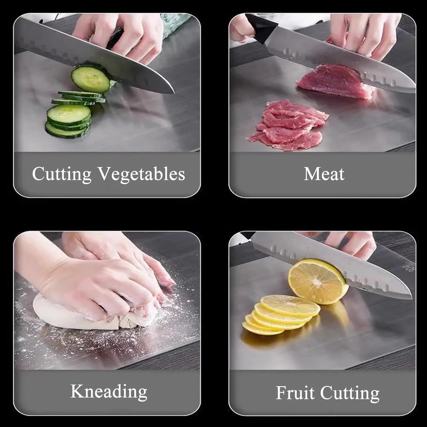 Cutting Boards for Kitchen Stainless Board 304 Steel Thickened Double Sided Food Grade Portable Fruit Meat Chopping