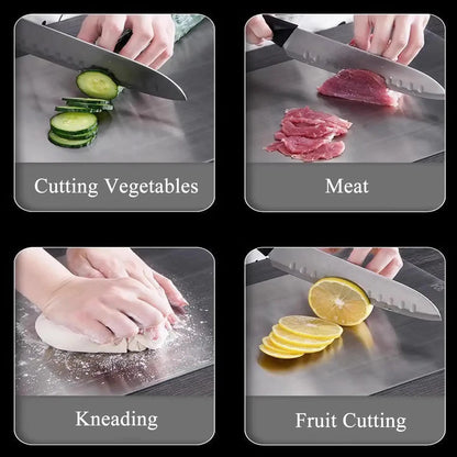 Cutting Boards for Kitchen Stainless Board 304 Steel Thickened Double Sided Food Grade Portable Fruit Meat Chopping
