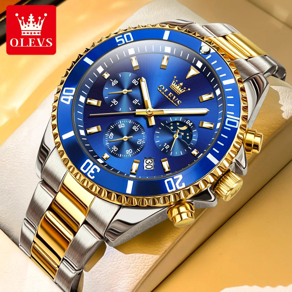 OLEVS Watches For Men Classic with Date Dress Luxury Big Face Waterproof Luminous Men's Wrist Watch Stainless Steel Men Watch