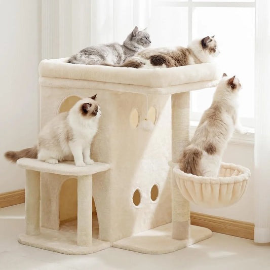 NBVCX Cat Tree Tower With Large Perch And Dual Condos