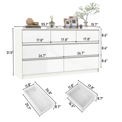 QiaoShiRen Modern Dresser With High Gloss Wood Finish