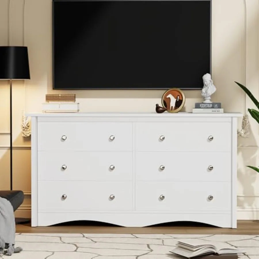 YESHOMY Dresser for Bedroom with 6 Drawers, 47.2" Modern Chest of Drawers, Wooden Dressers, TV Stand for Living Room, Closet, H