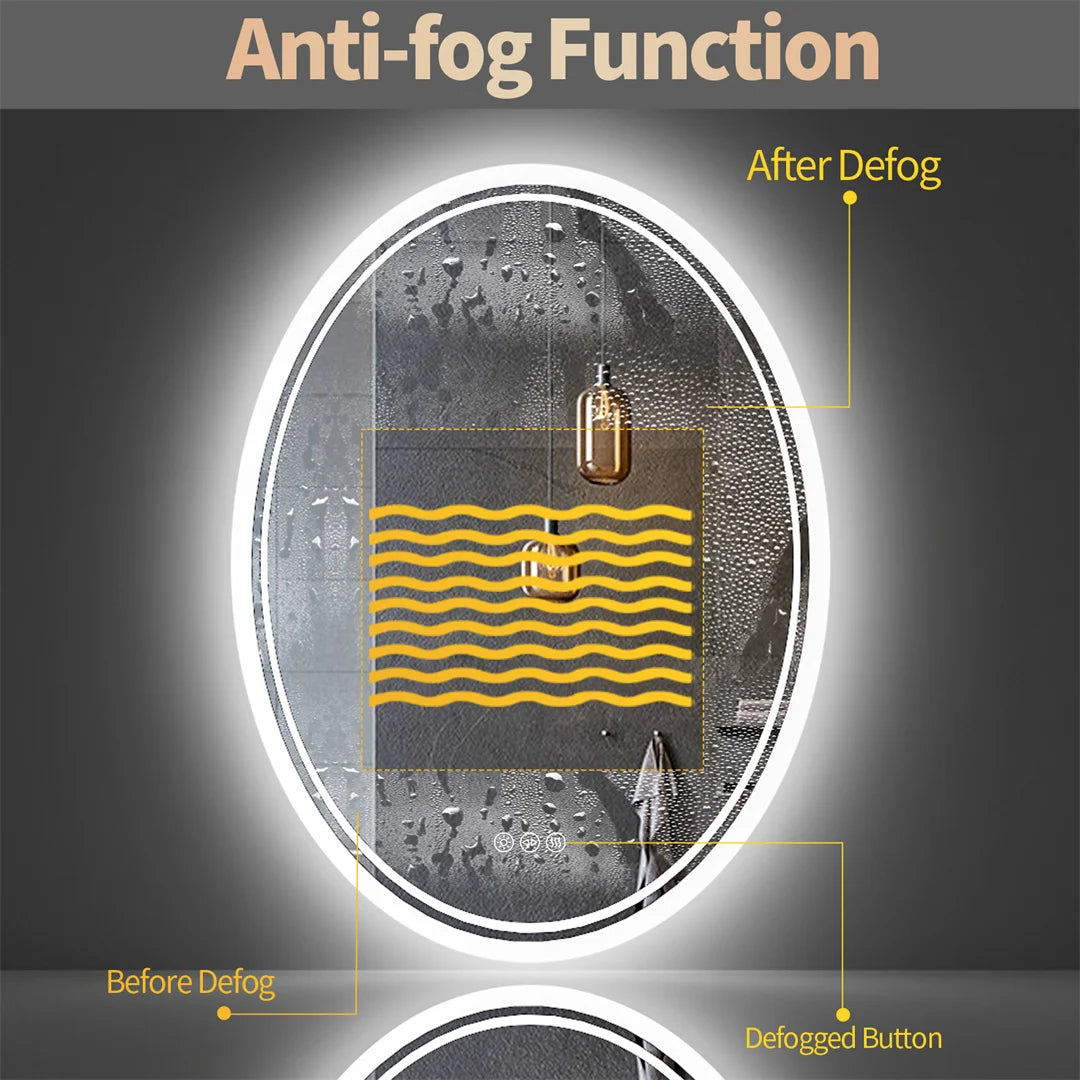 LUVODIC Oval LED Backlit Wall Mirror for Bathroom Vanity