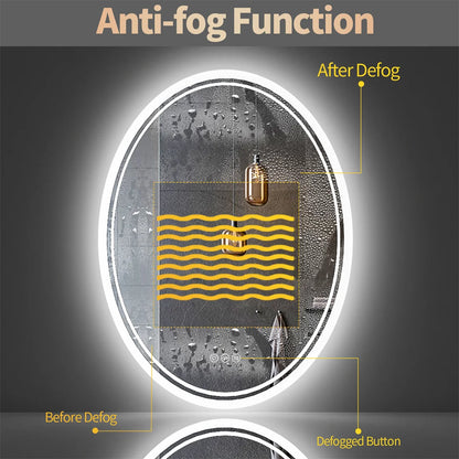 LUVODIC Oval LED Backlit Wall Mirror for Bathroom Vanity