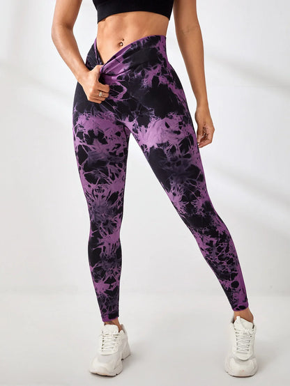 Women Seamless Tie Dye Yoga Leggings High Waist Fitness Sexy Fashion Leggings Running Butt Lifting Cycling Pants