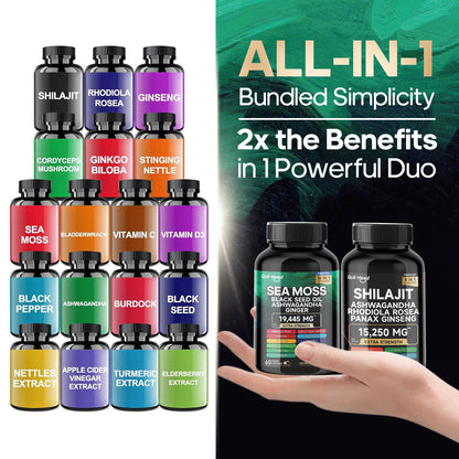 Quit Mood Sea Moss Shilajit Bundle 120 Capsules With Ashwagandha