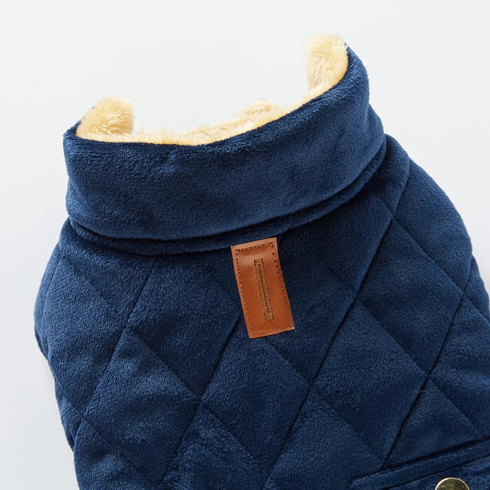 Winter Warm Plush Dog Jackets With Double Pockets For Small Medium And Large Dogs