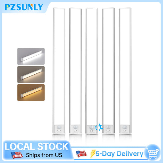 PZSUNLY Motion Sensor LED Light Type-C Rechargeable Wireless Night Light Magnetic Cabinet Lamp for Kitchen Bedroom Wardrobe Hallway Stairs