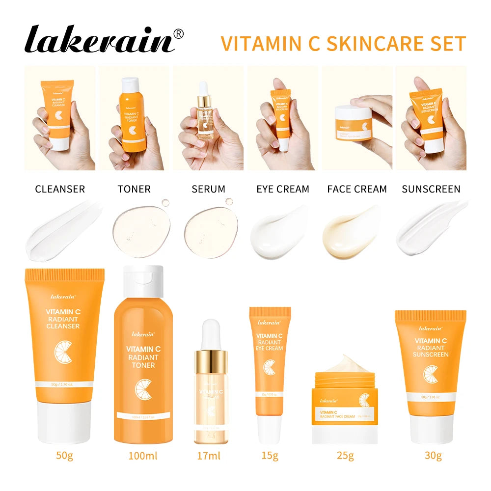 Lakerain Vitamin C Skin Care Whitening Serum Cream Set