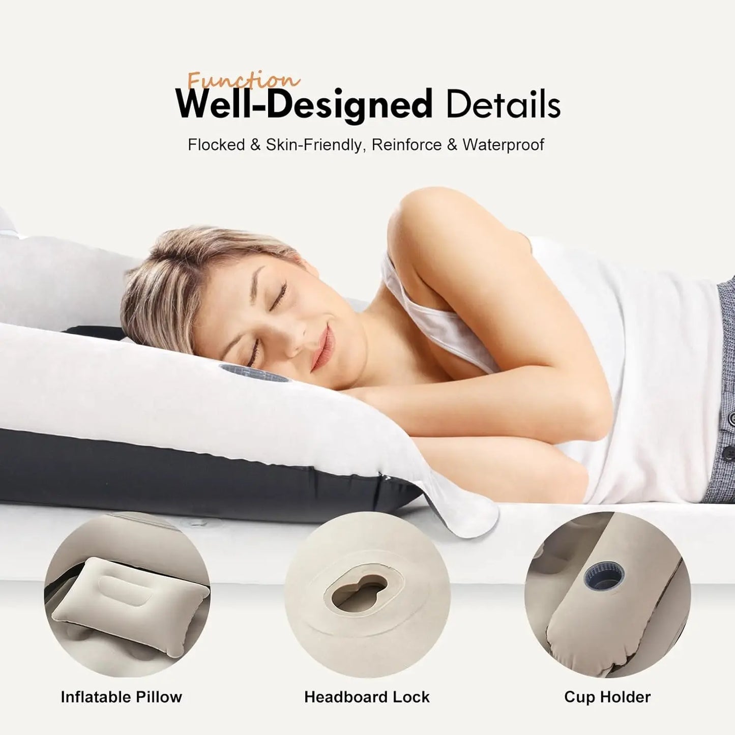 XMSJ Air Mattress With Headboard Pump And Pillows