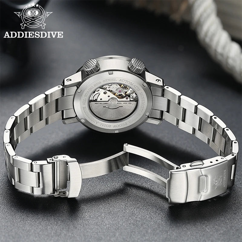 ADDIESDIVE 200M Auto Diving Watch Men Japanese 8215 Sapphire Stainless Steel Luminous Mechanical Diving Wristwatch BGW9 Dials Pr
