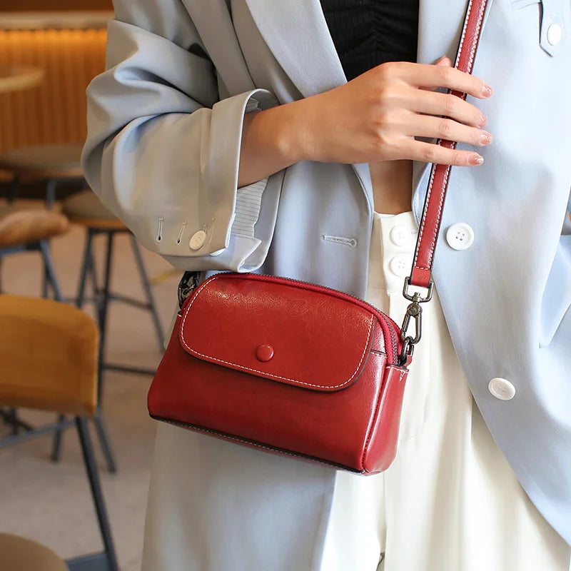 mini small genuine leather vintage bag Crossbody Bag luxury mobile phone shoulder bag  women mobile bag for women