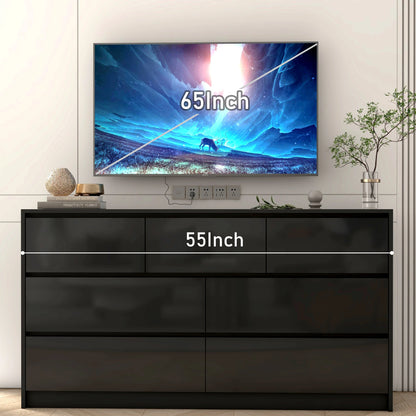 QiaoShiRen Modern Dresser With High Gloss Wood Finish