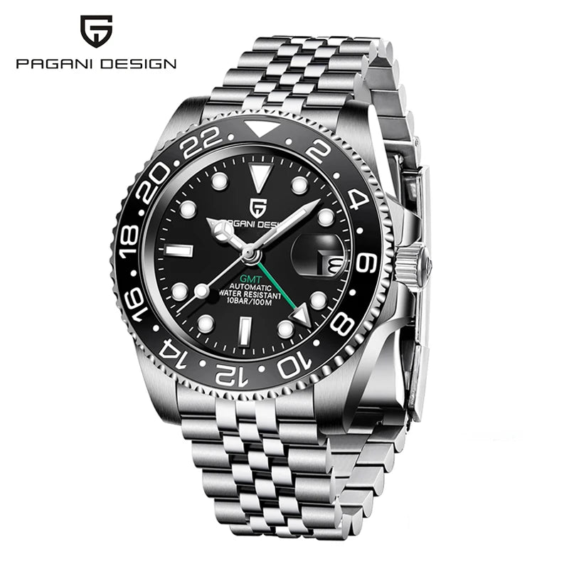 PAGANI DESIGN PD1662 Automatic GMT Stainless Steel Wristwatch