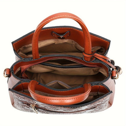 2025 The new stylish ladies hand bag, the retro style of large capacity multi-layer shoulder bag, crossbody bag commuter bag