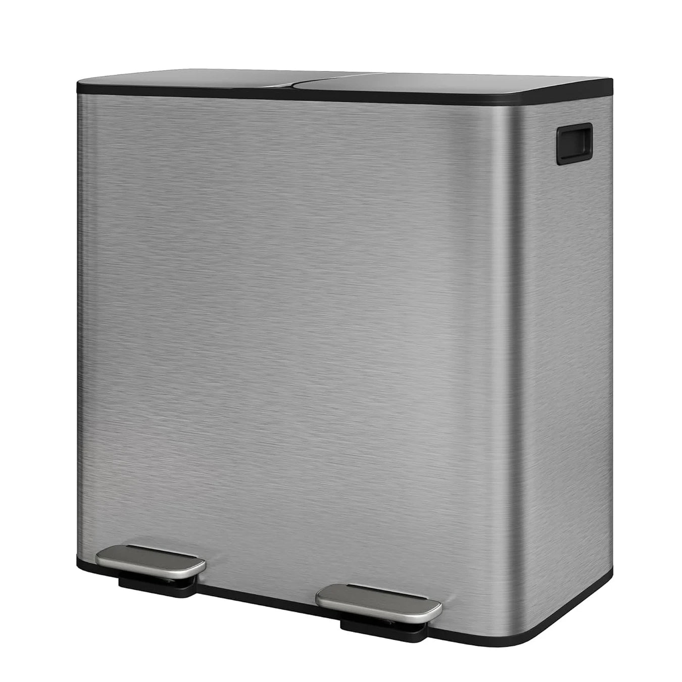 Stainless Steel Dual Trash Can Double Compartment Garbage and Recycling Bin Combo with Lid,Step-On Pedal,Removable Liner Buckets