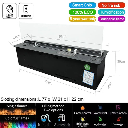 AFLYEVER Intelligent Water Replenishment Fireplace Decor 3D