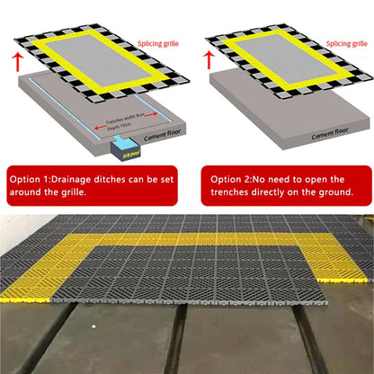 25PCS 1.8cm Thickness Garage Floor Mats Car Wash Room Floor Mat Multi Function Car Beauty Plastic Splicing Grille Tiles