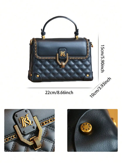 2026 fashion new handbag high quality light luxury niche design high sense heavy industry leather rhombic foreign style small ba