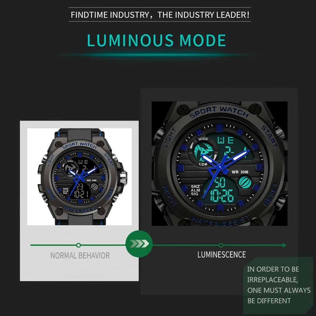 Men Outdoor Digital LED Stopwatch Wristwatch With Dual Display